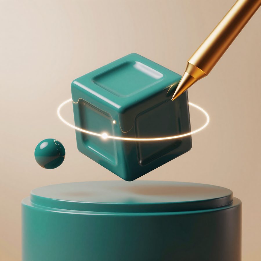 3D 모델링 플러그인 개발을 상징하는 추상 3D 일러스트